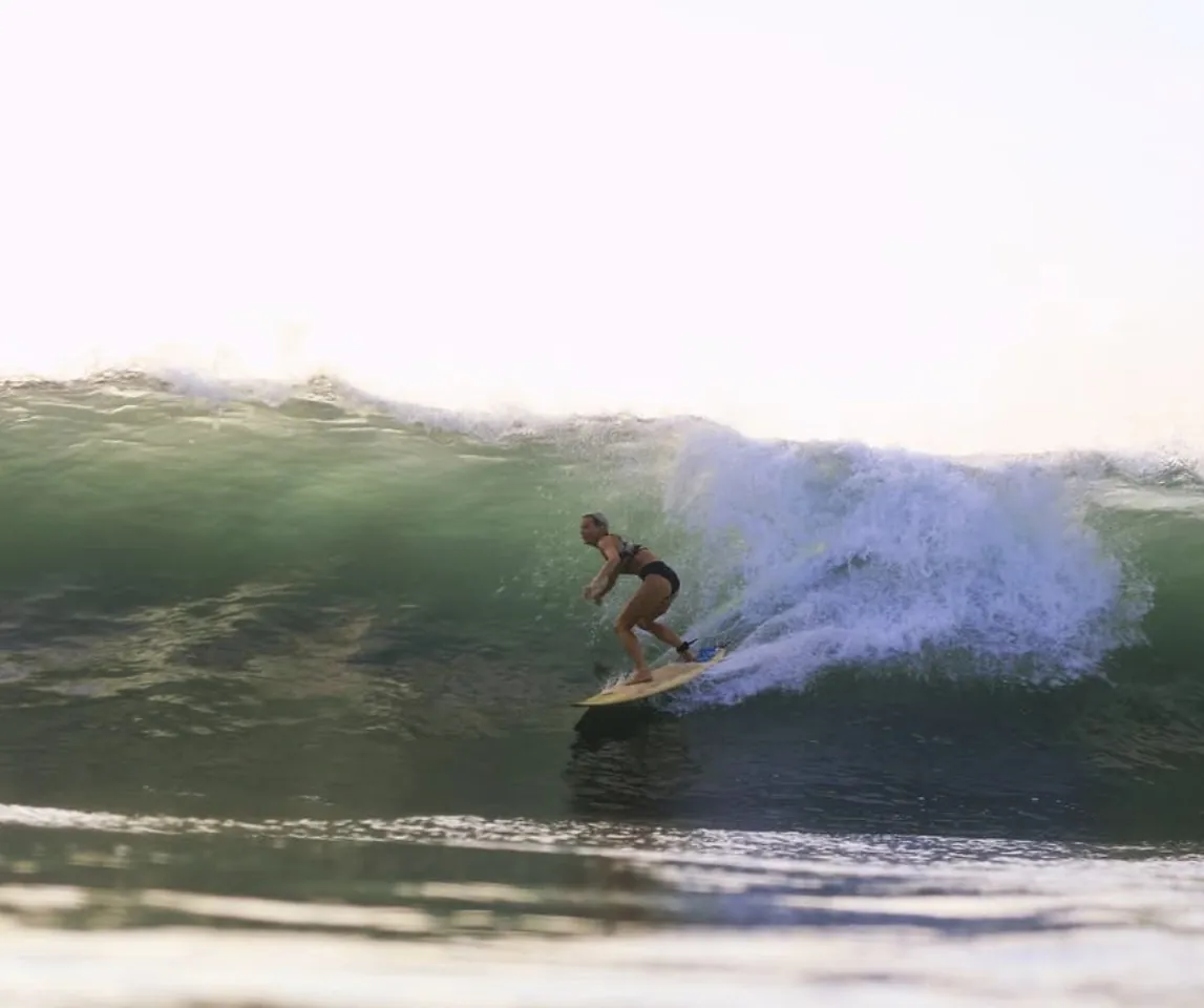Amanda surfing a long clean wall